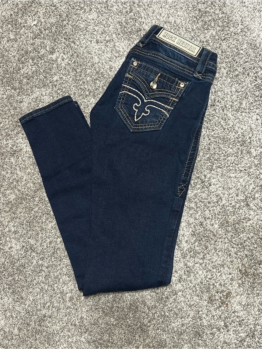 Rock Revival Women's Dark Indigo Skinny Jeans with Contrast Stitching
